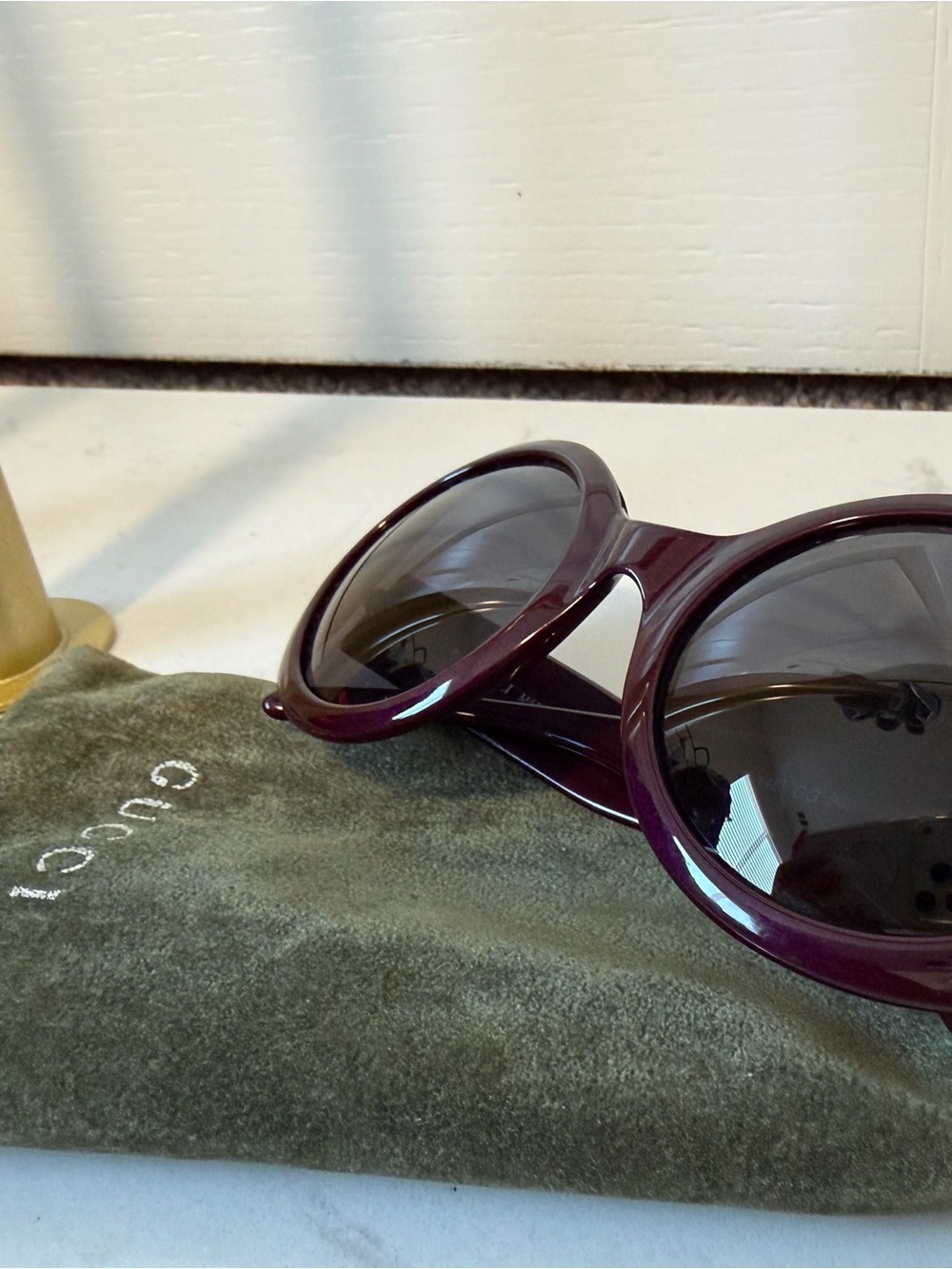Gucci Women's Round Sunglasses in Plum with Dark Lenses